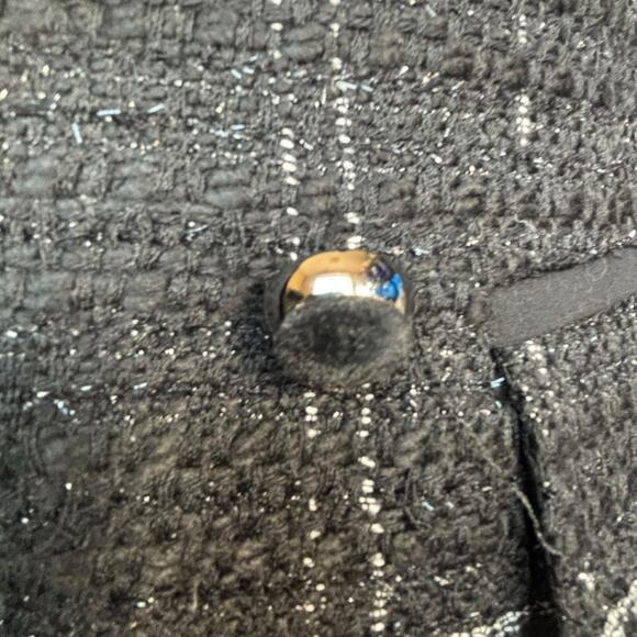 Zara Black Checked Tweed Longline Frock Coat Blazer Jacket Women’s XS Boucle - Picture 5 of 10